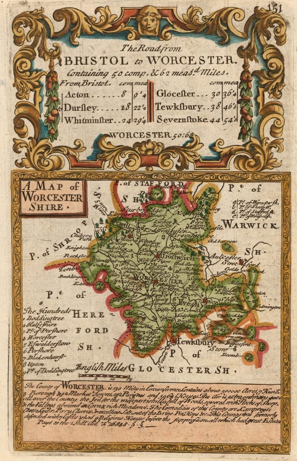 Emanuel Bowen & John Owen, The Road from Bristol to Worcester, 1720