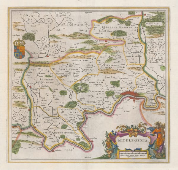 Willem & Jan Blaeu, Middlesex, or North & West London, 1650 c.