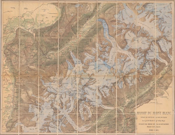 Jean Joseph Mieulet, Controversial survey map of the Mont Blanc peaks., 1865