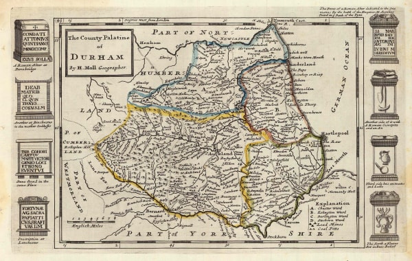 Herman Moll, The County Palatine of Durham, 1724