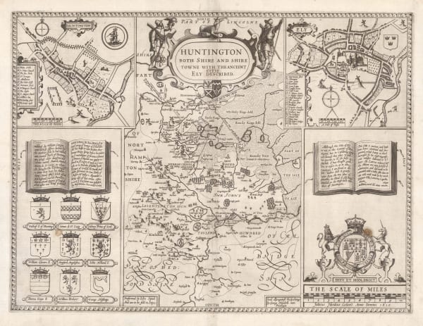 John Speed, Huntingdon: Both Shire and Shire Towne with the Ancient Citie Ely Described, 1614