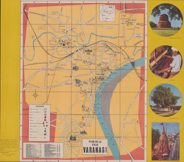 Indian Government, Vintage plan of Varanasi (Benares), 1960