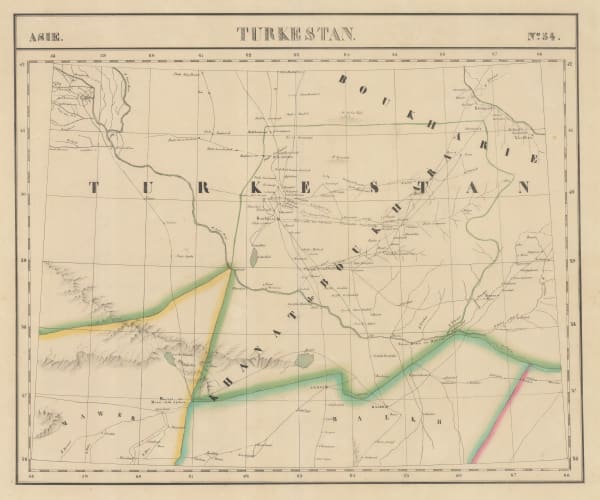 Philippe Vandermaelen, Uzbekistan, Turkmenistan, Afghanistan, and Tajikistan border region, 1827