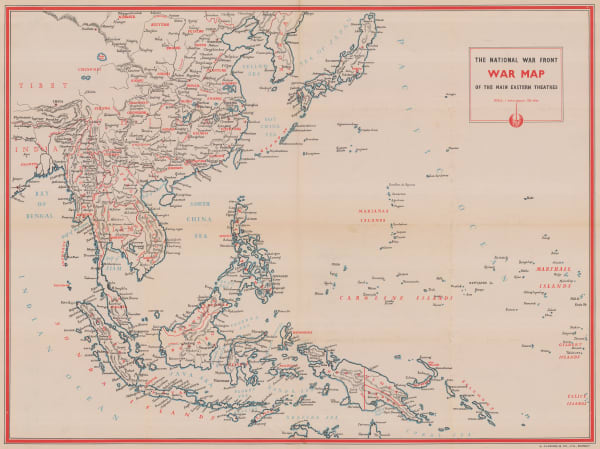 National War Front, WW2 Map of the Pacific Theatre, 1944 c.