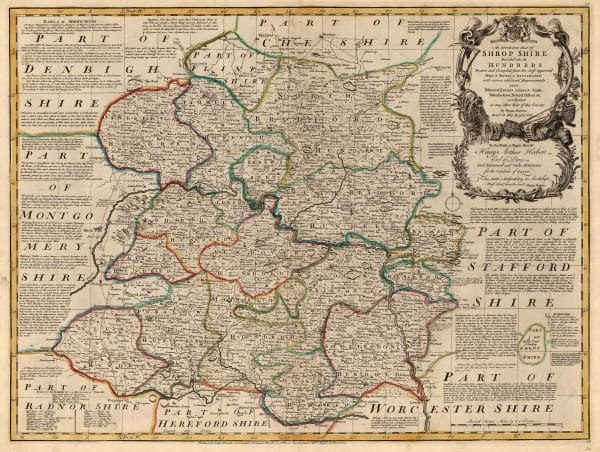 Emanuel Bowen, An Accurate Map of Shrop Shire Divided into its Hundreds, 1765 c.