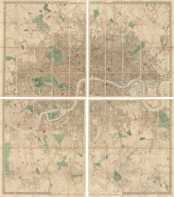 Edward Stanford, Library Map of London and its Suburbs, 1880 c.
