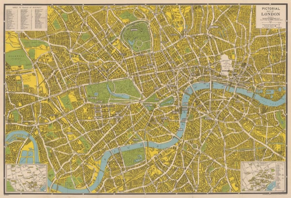 Geographers' Map Co., Pictorial Map of London, 1945 c.