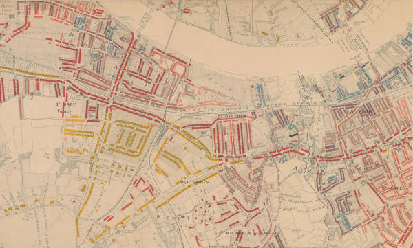 Charles Booth, Putney & Wandsworth Poverty Map, 1890 c.