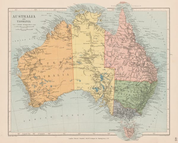 Edward Stanford, Australia and Tasmania, 1896