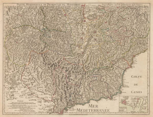 Guillaume De L'Isle, French-Italian border - Piedmont and Monferrat, 1770 c.