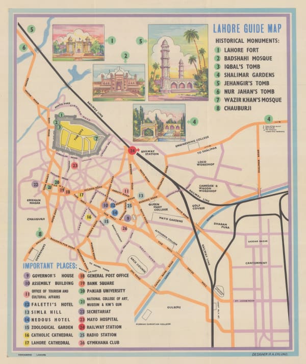 Ferozsons Ltd., Lahore Guide Map, 1965c