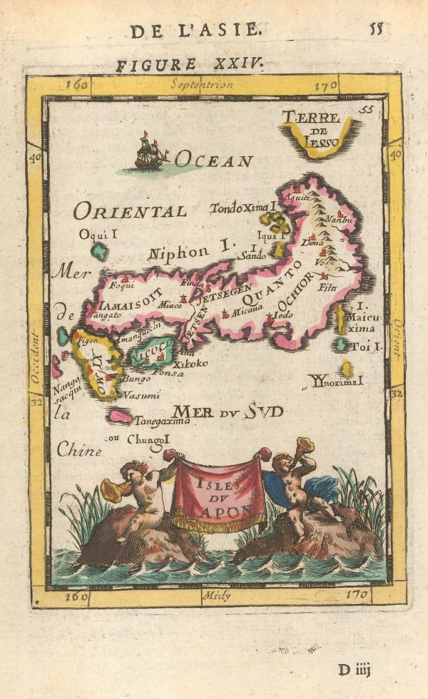 Alain Manesson Mallet, Early miniature map of Japan, 1683