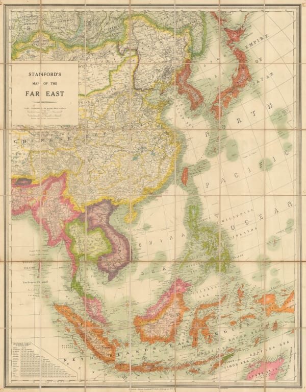 Edward Stanford, Folding wall map of South East Asia, 1941