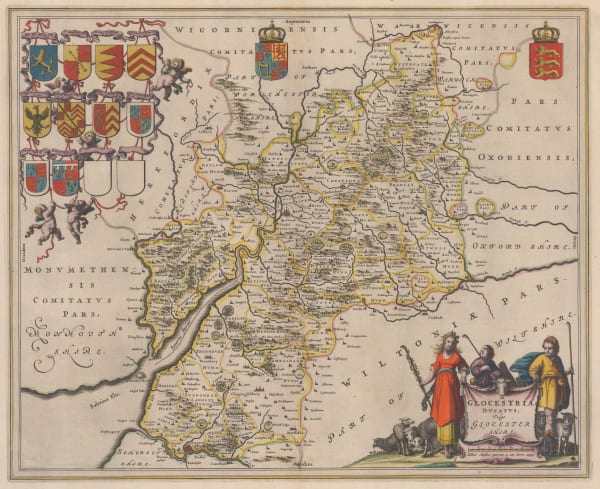 Willem & Jan Blaeu, Glocestria Ducatus; Vulgo Glocestershire, 1650 c.