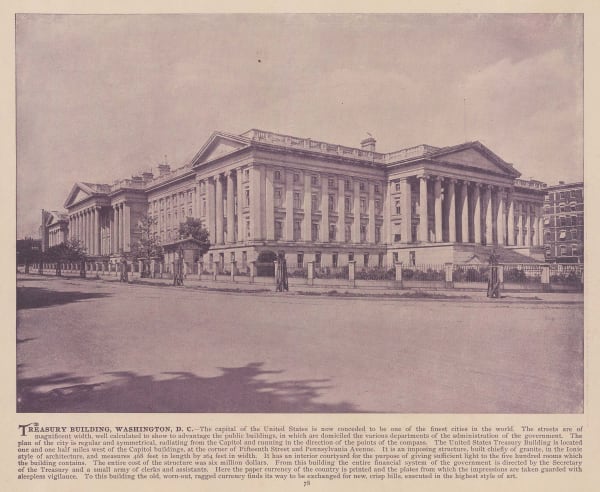 Meisenbach & Co, Washington D.C. - US Treasury Building, 1890 c