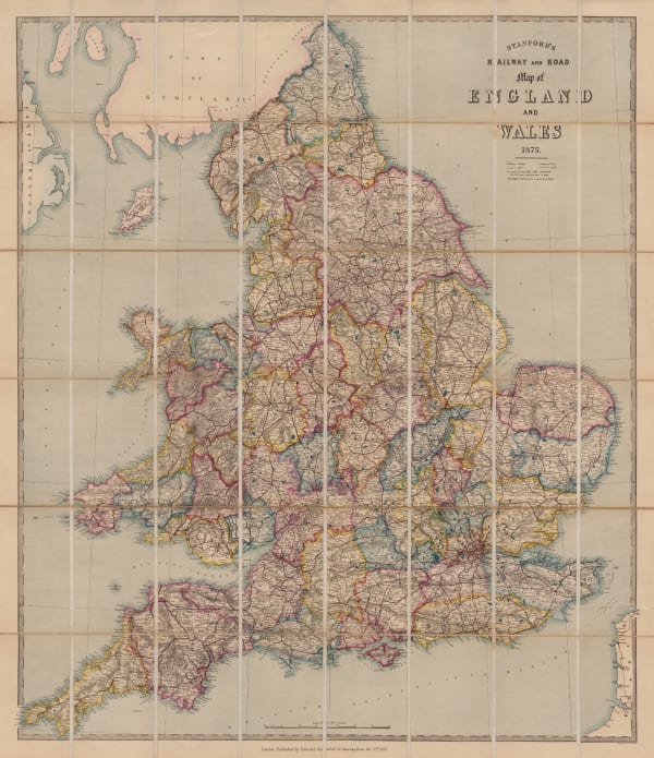 Edward Stanford, Railway and Road Map of England and Wales, 1875