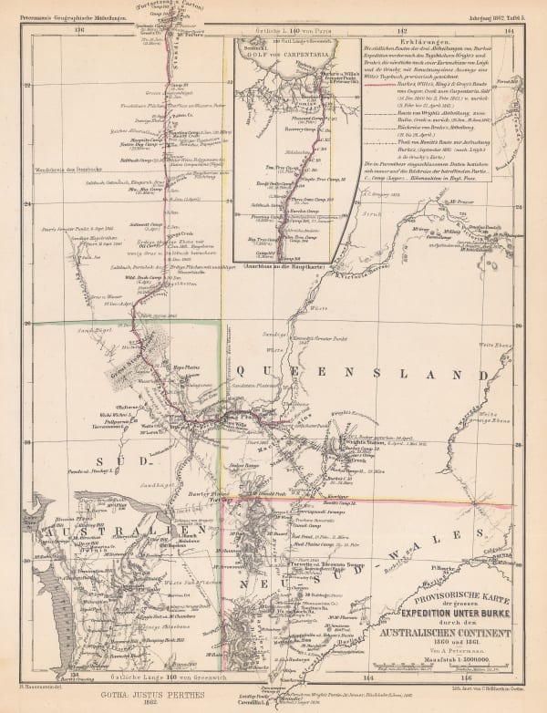 Justus Perthes, The Doomed Burke & Wills Expedition, 1862