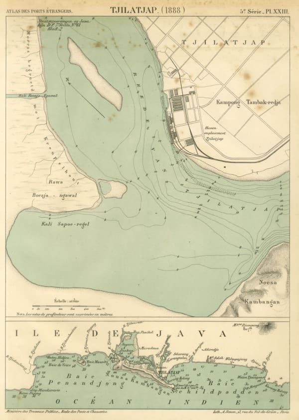 A. Simon, Cilacap (Tjilatjap) harbour and environs, 1888