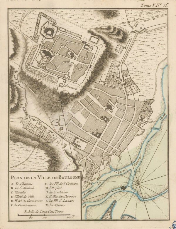 Jacques-Nicolas Bellin, City plan of Boulogne-sur-Mer, 1764