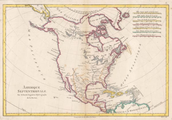 Rigobert Bonne, North America, 1780 c.