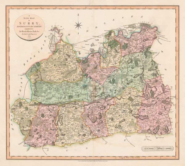 John Cary, A New Map of Surrey, 1801