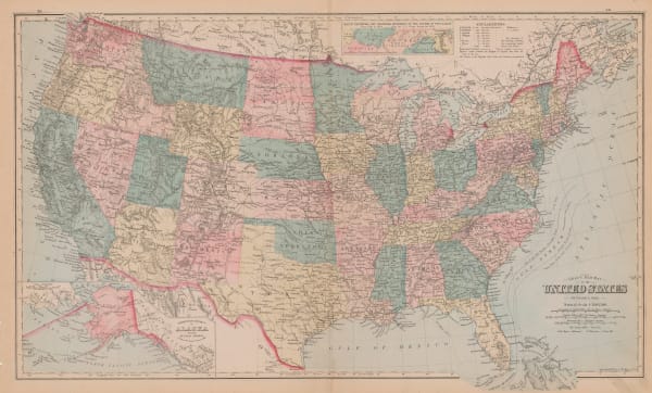 O.W. Gray & Son, New Map of the United States, 1881