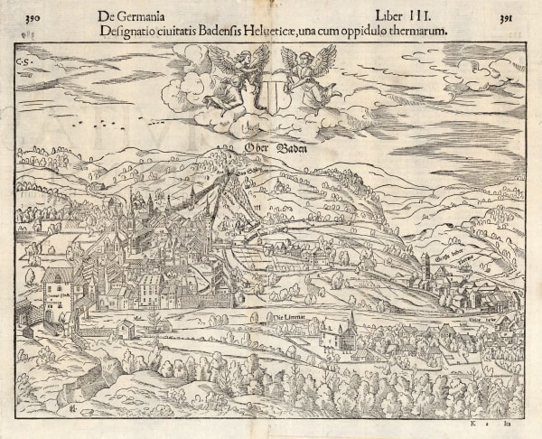 Sebastian Münster, Early woodcut of Baden, 1558