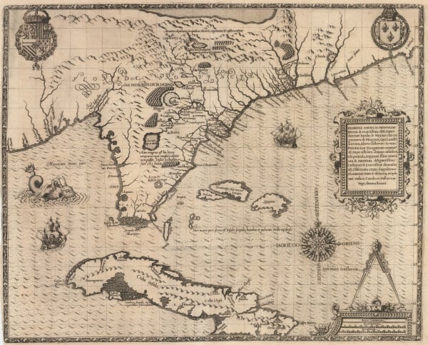 Theodore De Bry, First printed map to focus on Florida, 1591