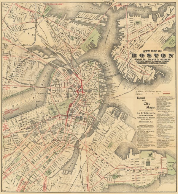 Walker Lith. & Pub. Co., New Map of Boston, 1897