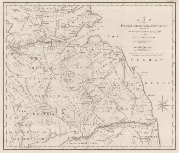 John Cary, A Map of the Principal Roman Camps, Forts and Walls & c between the River Tyne in England and Tay in Scotland, 1805