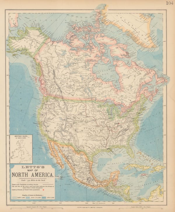 Letts & Son, Letts's Map of North America, 1892