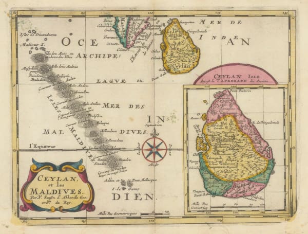 Nicolas Sanson, Sri Lanka (Ceylon) and the Maldives, 1700