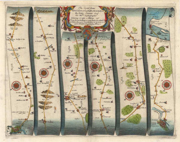 John Ogilby, The Road from King's Lyn to Harwich, 1698