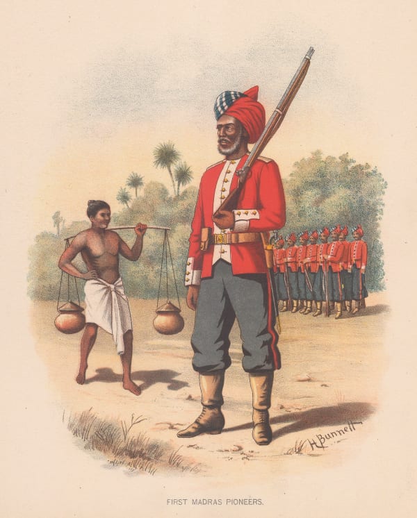 Walter Richards, British Army - British Overseas, First Madras Pioneers, 1890 c.