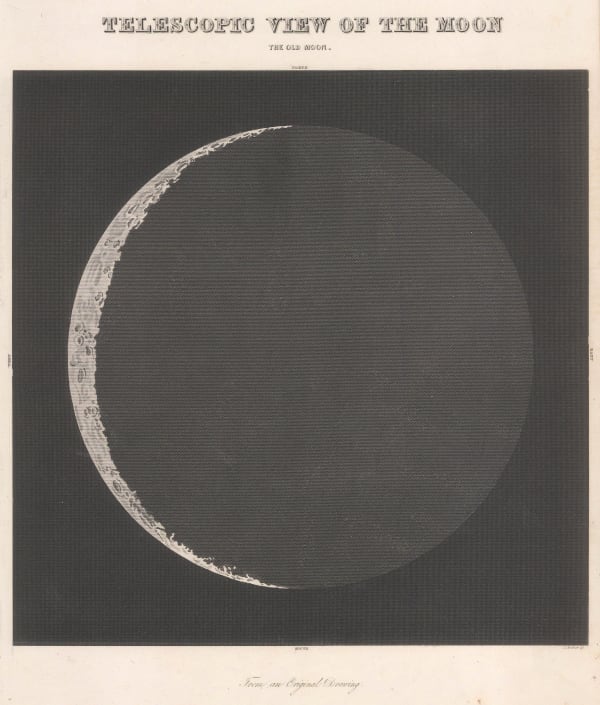 Duncan Bradford, Telescopic View of the Moon, The Old Moon, 1837 c.