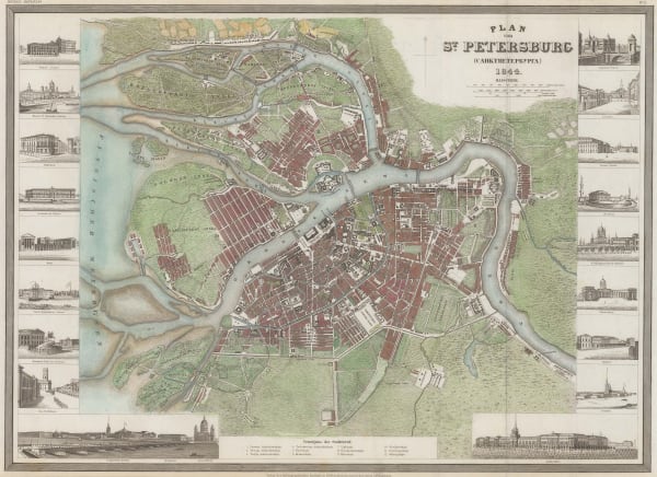 Joseph Meyer, City plan of St. Petersburg, 1844