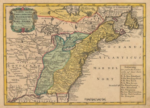 Johann Georg Schreiber, Eastern United States and Louisiana, 1720 c.