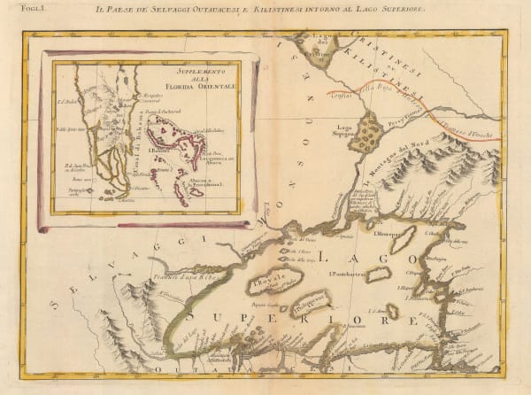 Antonio Zatta, Early Italian map of Lake Superior, 1780 c.