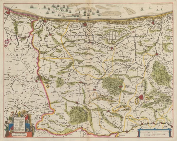 Henricus Hondius, French and Belgian coast from Calais to Nieuwpoort, 1636
