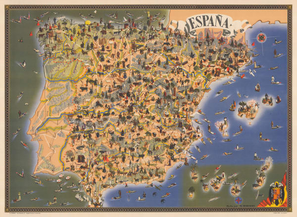M. Heredero, Caricature map of Spain, 1957