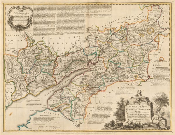 Emanuel Bowen, An Accurate Map of the Counties of Gloucester and Monmouth, 1760 c.