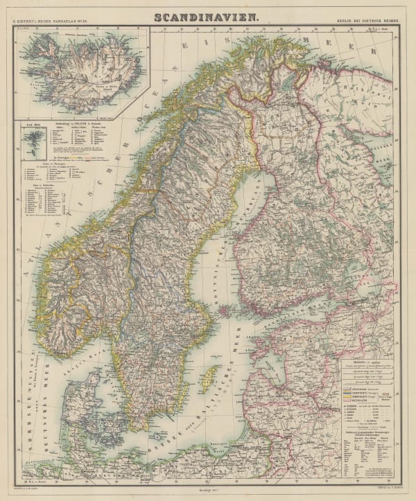 Heinrich C. Kiepert, Scandinavia, 1877