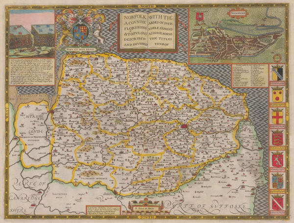 John Speed, Norfolk A Countie Florishing & Populous Described and Devided, 1676