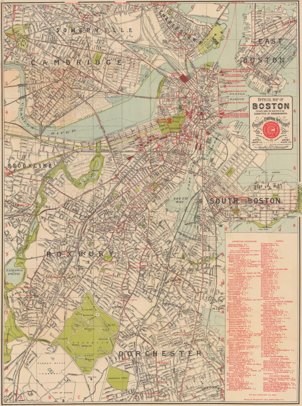 George H. Walker & Co, Official Map of Boston, 1895