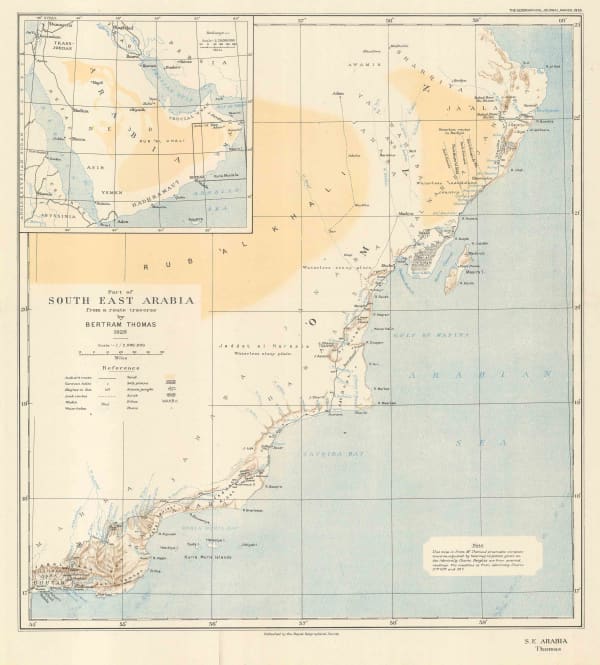 Royal Geographical Society (RGS), Part of South East Arabia, 1929