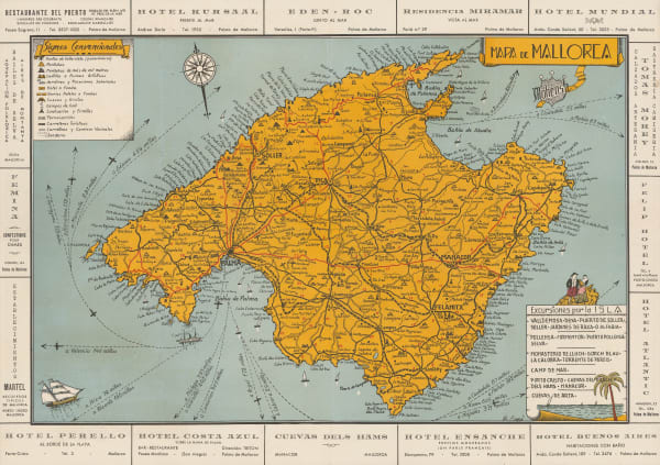 B. Capo, Tourist map of Mallorca (Majorca), 1960 c.