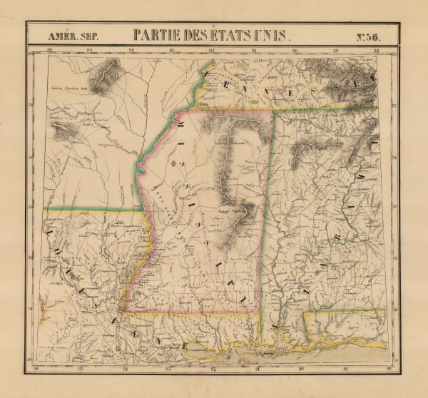 Philippe Vandermaelen, Mississippi and Alabama, 1827