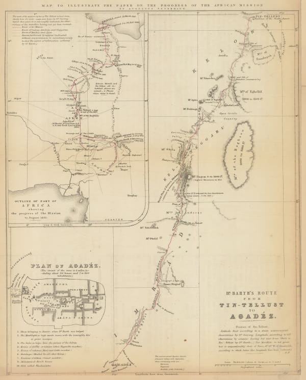 Royal Geographical Society (RGS), Dr. Barth's Route from Tin-Tellust to Agadez, 1860 c.