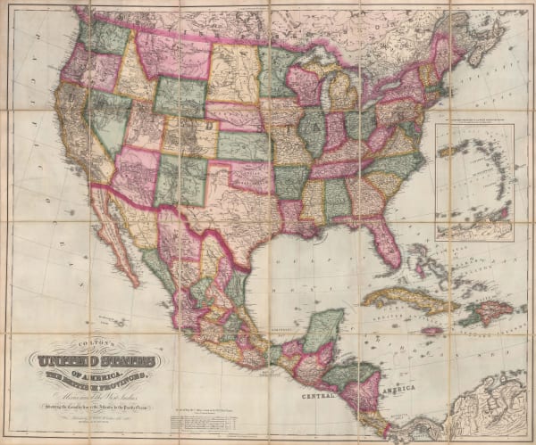 George Woolworth Colton, Map of the United States of America, the British Provinces, Mexico and the West Indies, 1868 c.