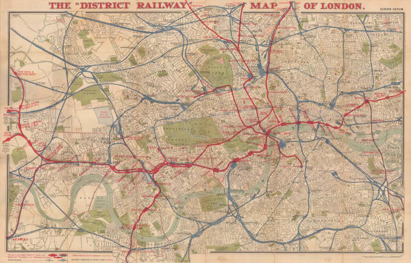 Sampson Low, Marston & Company, The "District Railway" Map of London - 7th Edition, 1906